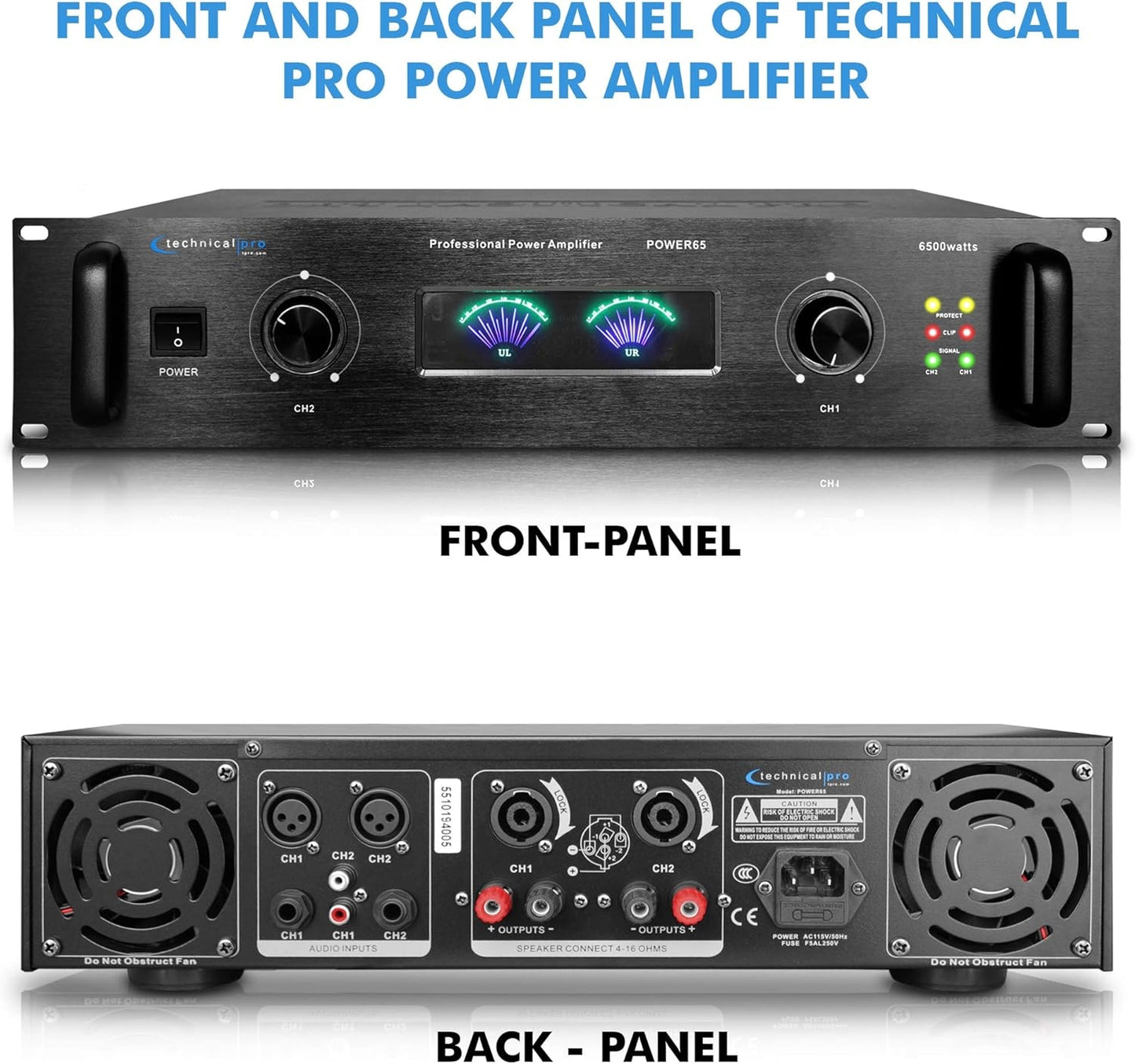 Technical Pro 6000 W Professional Portable PA System Stereo Power Amplifier | 2 Channel Digital Amplifier