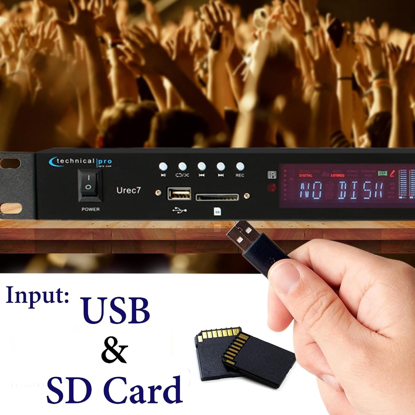 Technical Pro UREC7 Professional DJ 1U Rack Mountable USB/SD Recording Deck