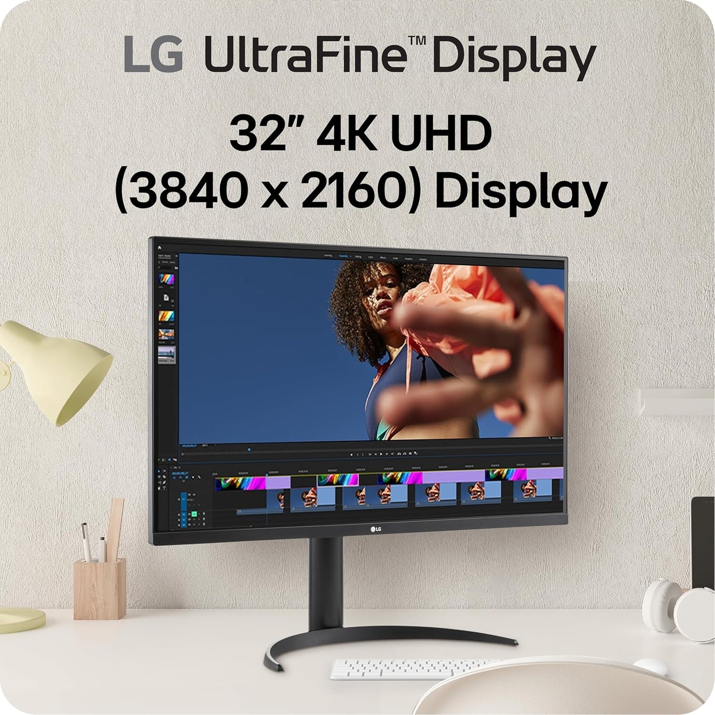 LG 32" 4K UHD Monitor, HDR10, HDMI/DP, Adjustable Stand - Black 32UR550K-B.AUS
