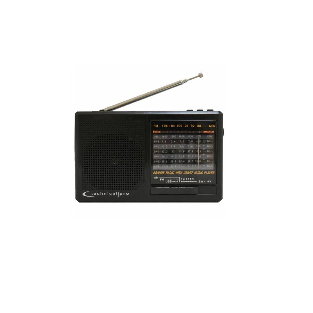 Technical Pro R400 Solar Powered AM/FM/Shortwave Portable Radio with Flashlight