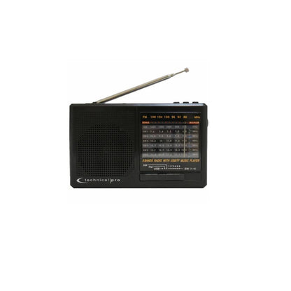 Technical Pro R400 Solar Powered AM/FM/Shortwave Portable Radio with Flashlight