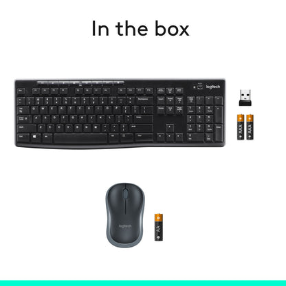 Logitech MK270 Wireless Keyboard/Mouse Combo - 2.4 GHz - Black 920-004536