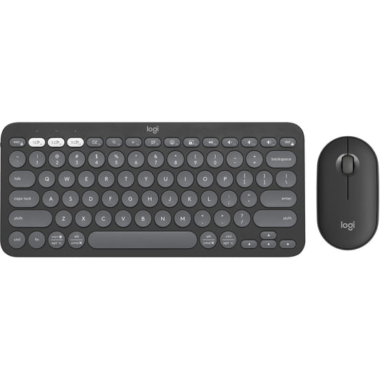 Logitech - Pebble 2 Combo Compact Wireless Scissor Keyboard and Mouse Bundle Graphite 920-012061