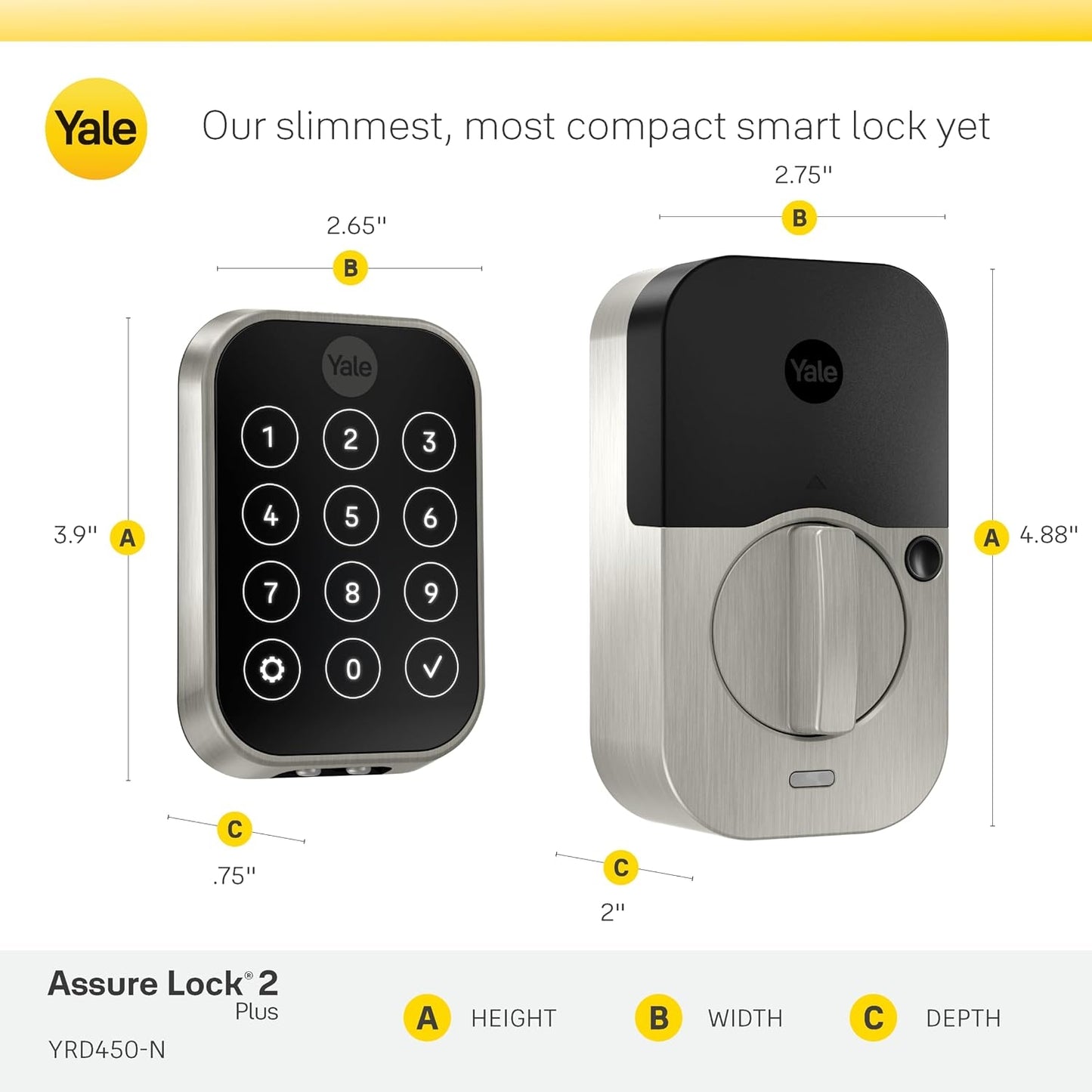 Yale Assure Lock 2 Plus Apple Home Keys Deadbolt with Wi-Fi Black Suede YRD450-N-WF1
