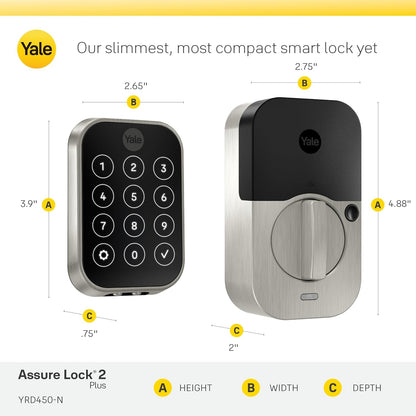 Yale Assure Lock 2 Plus Apple Home Keys Deadbolt with Wi-Fi Black Suede YRD450-N-WF1