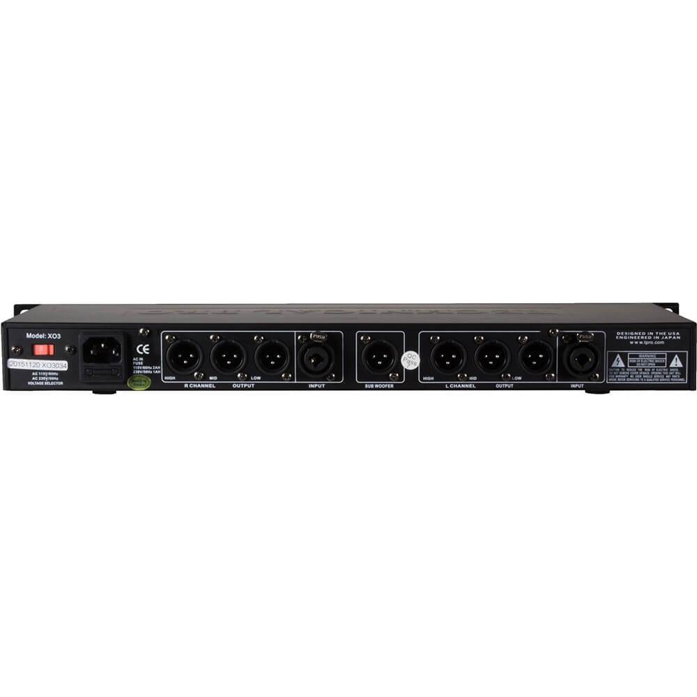 Technical Pro XO3 3 Way Crossover with Subwoofer Output, 20Hz-25kHz 1dB Frequency Response