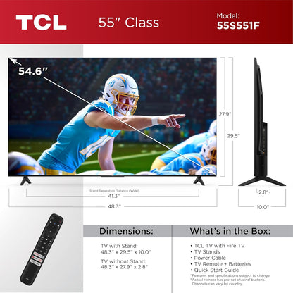 TCL - 55" Class S5 UHD 4K LED Smart TV with Fire TV 55S551F
