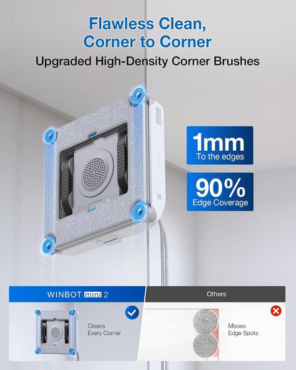 ECOVACS Robotics - WINBOT Mini2 Window Cleaning Robot, 5 Smart Modes, 10-Stage Safety