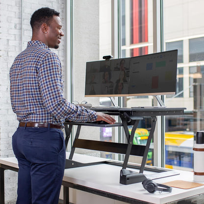 Ergotron WorkFit-TL 38"W Adjustable Standing Desk Converter, Black/Dark Gray 33-406-085