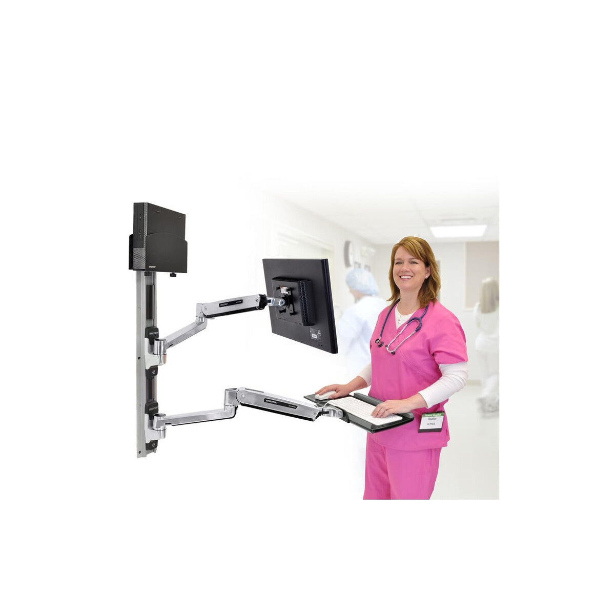 Ergotron LX Sit Stand Wall Mount System Small Black Cpu Holder Polished 45-359-026