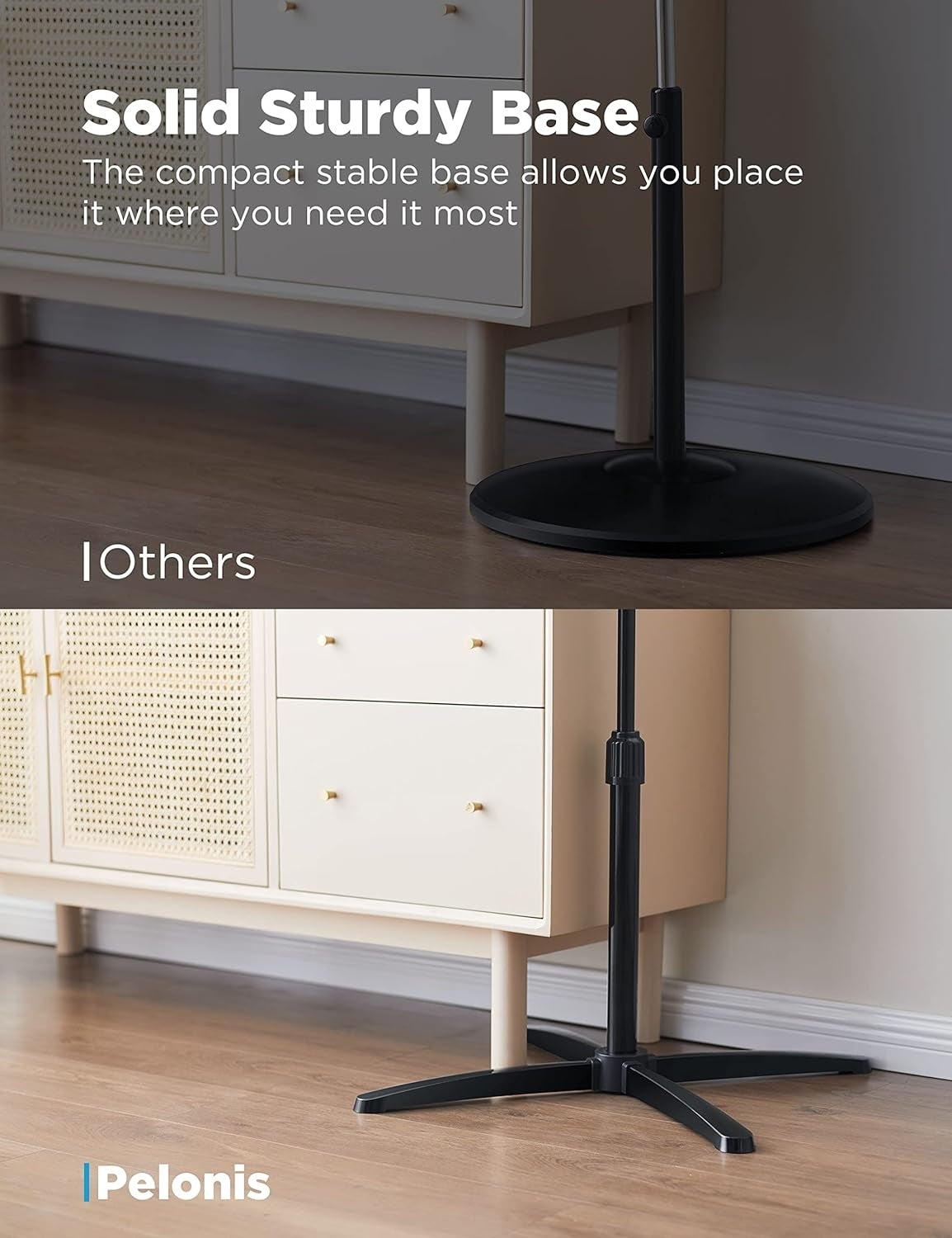 PELONIS 16 inch Pedestal Fan for Bedroom, Oscillating Fan, 3-Speeds, 90° Oscillation, Adjustable Height, Floor Fan PFS40M2ABB