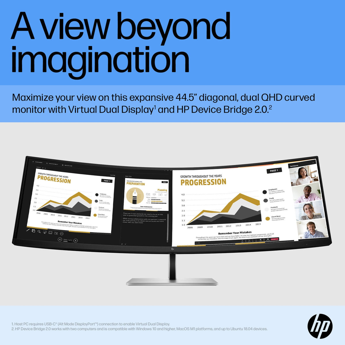 HP E45c G5 DQHD 44.5" 1440p 165 Hz 3ms Curved Monitor 6N4C1AAR