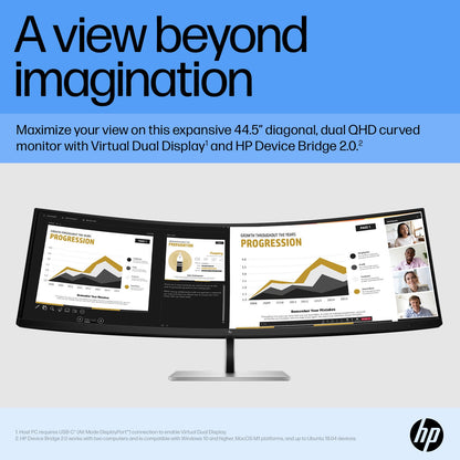 HP E45c G5 DQHD 44.5" 1440p 165 Hz 3ms Curved Monitor 6N4C1AAR