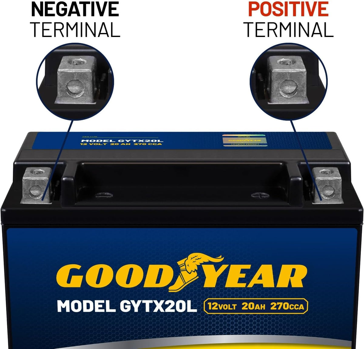 Goodyear GYTX20L 12V 20AH 270CCA Rechargeable High-Performance SLA AGM Battery