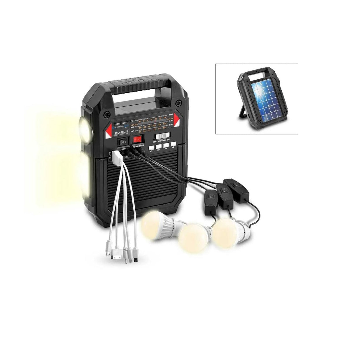 Technical Pro SOLARBOX8 9-in-1 Solar Power Bank Speaker with 4V 2400 MAh Battery