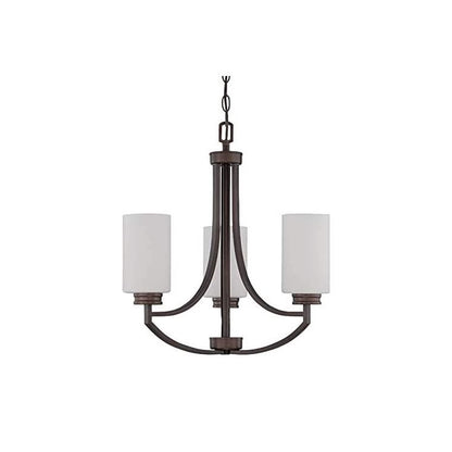 Sunset Lighting F18003-64 Dalton 3-Light Chandelier Opal Etched Glass, Dimmable Provincial Bronze Finish