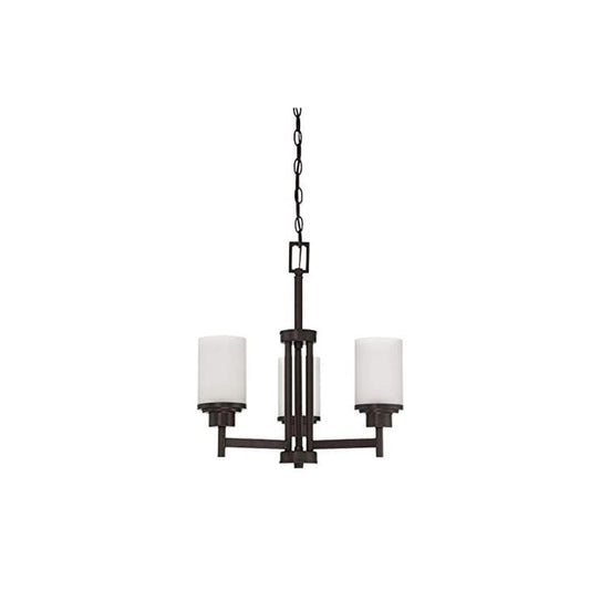 Sunset Lighting F17023-64 Somes Three Light Chandelier Linen Glass, Dimmable With Provincial Bronze Finish