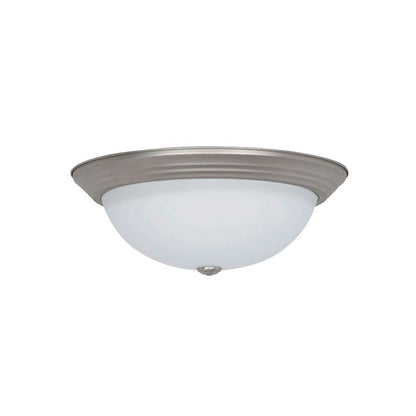 Sunset Lighting 3-light 15" Flush White Glass Satin Nickel F7644-53