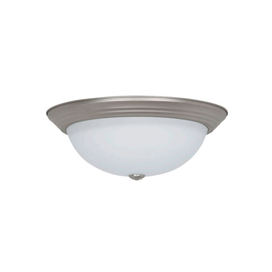 Sunset Lighting 3-light 15" Flush White Glass Satin Nickel F7644-53