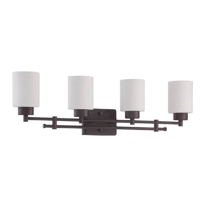 Sunset Lighting F3154-64 Ledbury 4-Light Vanity, Opal Etched Glass Dimmable with Provincial Bronze