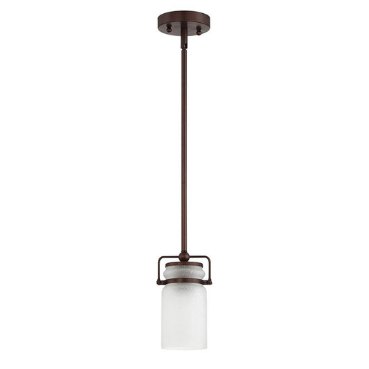 Sunset Lighting Qairo 1-Light MB Mini Pendant Frosted Seeded Glass F25010-64