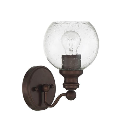 Sunset Oriana 1-Light Sconce w/ Clear Seeded Glass Globe Shade Provincial Bronze F29011-64