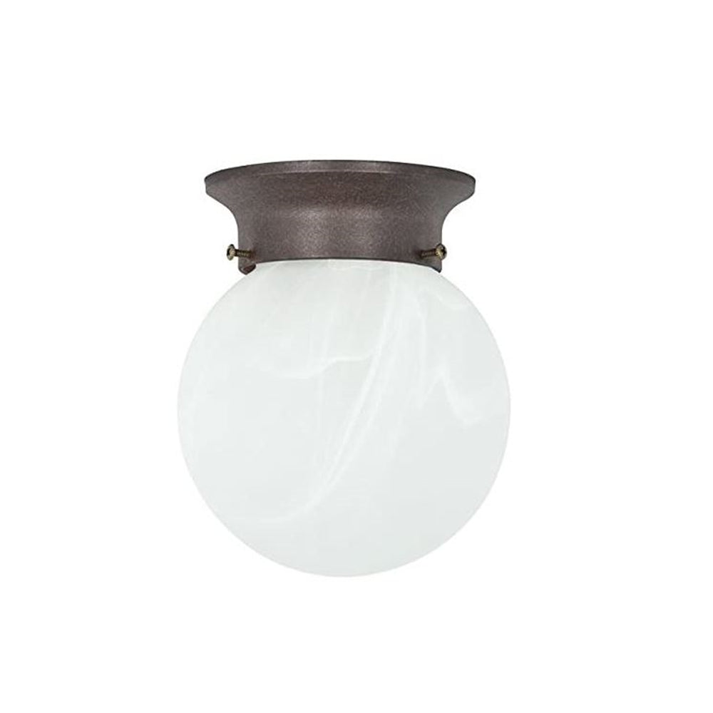 Sunset Lighting 6" 1-Light Rubbed Bronze Flush Mount w/ Faux Alabaster Glass F2213-62