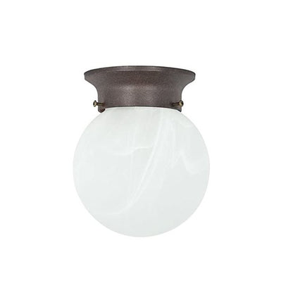 Sunset Lighting 6" 1-Light Rubbed Bronze Flush Mount w/ Faux Alabaster Glass F2213-62
