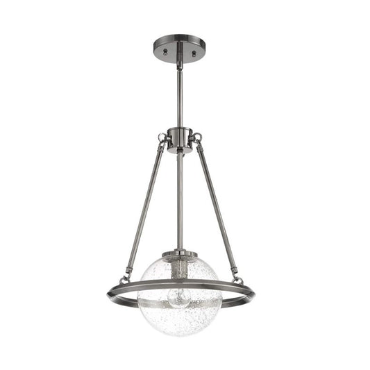 Sunset Lighting Messier 1-Light Clear Seeded Glass Pendant Antique Gunmetal Finish - F26111-57