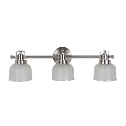 Sunset Lighting 3-Light 100W Wren Vanity Clear Double Prismatic Glass Dimmable with Bright Satin Nickel Finish F3193-80