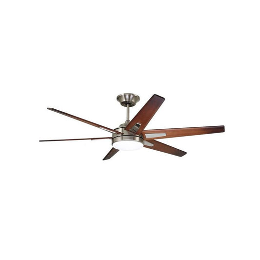 Emerson Rah Eco 60" Brushed Steel Ceiling Fan w/ LED Light Sunburst Walnut Blades CF915W60BS