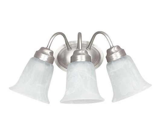Sunset Lighting 3-light Wall Sconce w/ Faux Alabaster Glass, Satin Nickel Finish - F3333-53