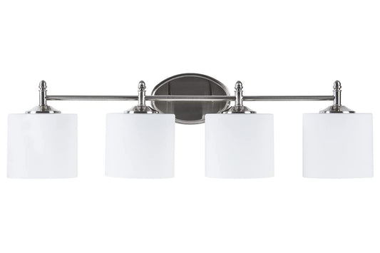 Sunset Lighting Iris Vanity, 4-Light, 100W Bright Satin Nickel - F11004-80
