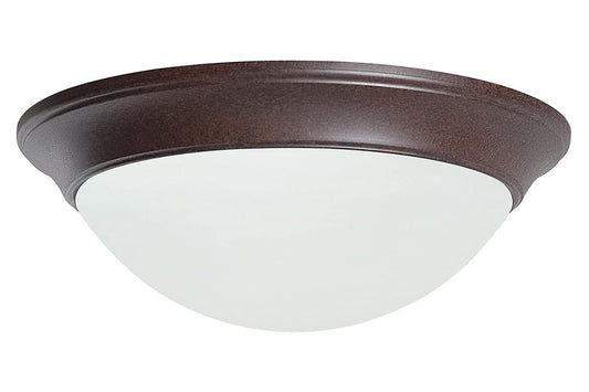 Sunset Lighting 3-Light Flush Mount 60W w/ Twist On Satin Opal Glass, Rubbed Bronze Finish F7179-62