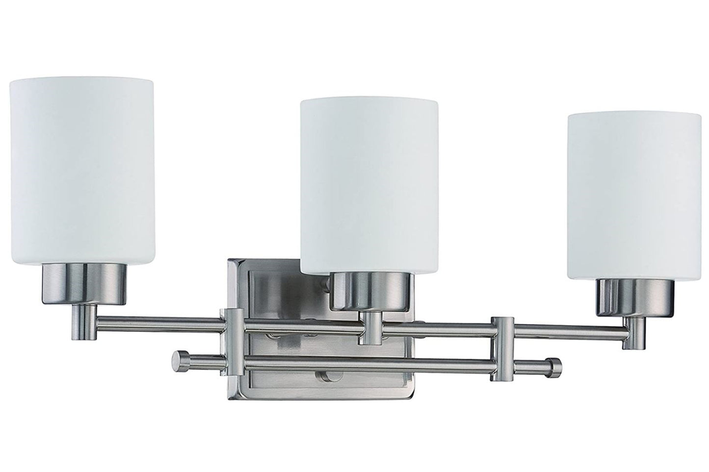 Sunset Lighting 3-Light Ledbury Vanity Opal Etched Glass, Dimmable w/ Bright Satin Nickel Finish - F3153-80