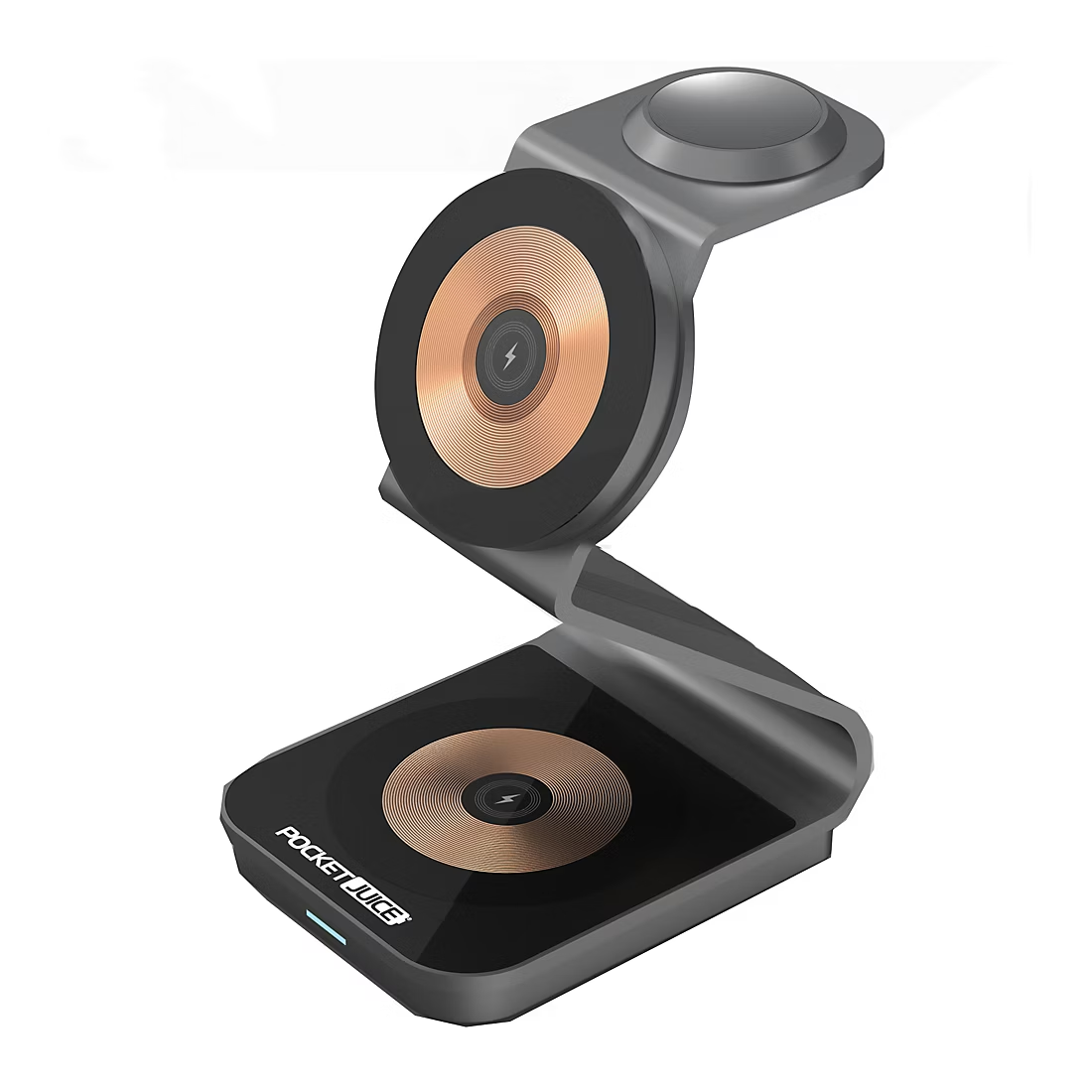 Tzumi Pocket Juice 3-in-1 Magnetic Wireless Charging Stand for Phone, Watch, Buds - D9583BJ
