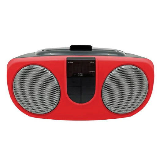 Proscan BoomBox/Portable CD Player with AM/FM Radio, AUX Input, Red PRCD243M-RED
