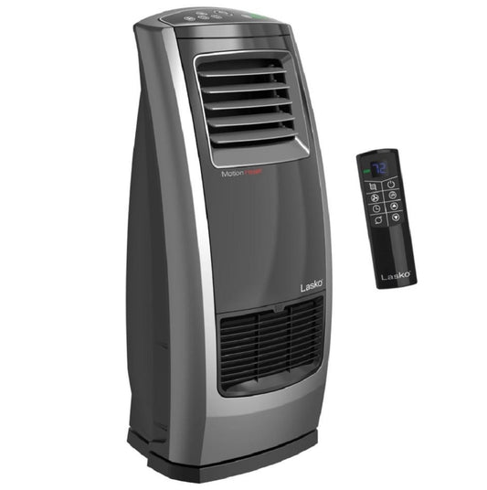 Lasko Oscillating 22.5" 1500W Motion Heat Plus Ceramic Room Heater with Remote - Black/Silver CC23185