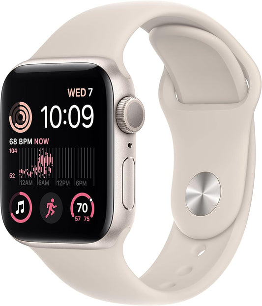 Apple Watch SE 2nd Gen (GPS) 40mm Aluminum Case Sport Band S/M Starlight MNT33LL/A