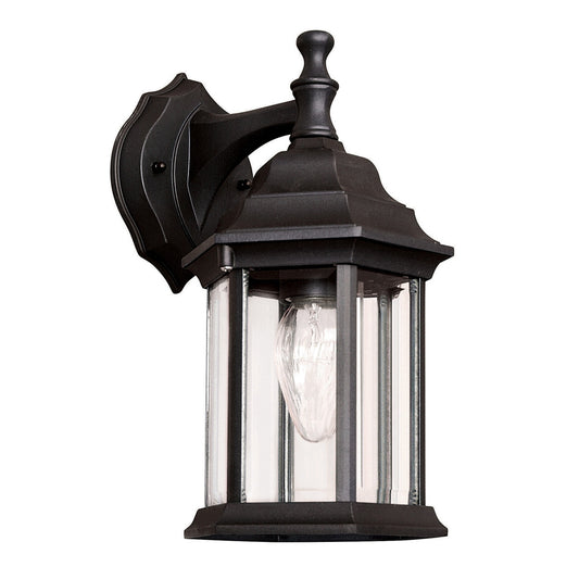 Sunset Lighting 1-Light Outdoor Wall Sconce Clear Beveled Glass, Black Finish F7841-31