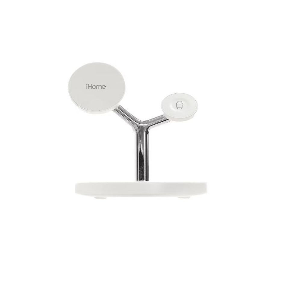 iHome 4-in-1 15W Magnetic Wireless Charging Stand - White 2IHQI1009WHTCB