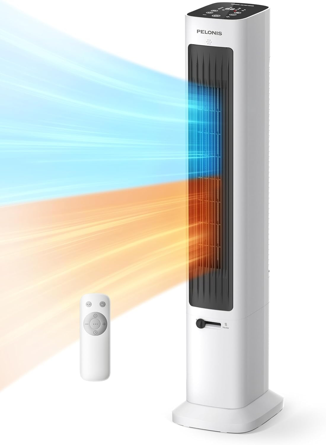 Pelonis FZ15RDBPW Oscillating Tower Fan & Heater Combo, Remote, 3 Fan & 2 Heater Speeds, White