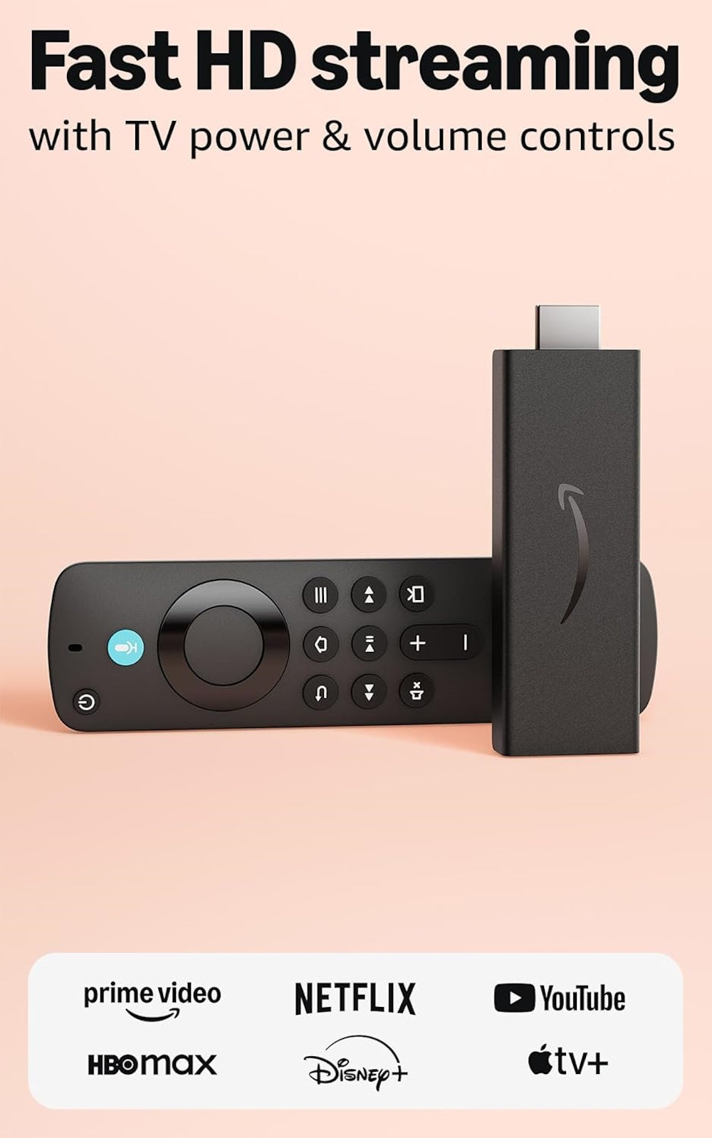 Amazon Fire TV Stick HD, HD Streaming Device, free and live TV, Alexa Voice Remote, smart home controls, 8 GB storage (2024) - Black B0CQMRKRV5