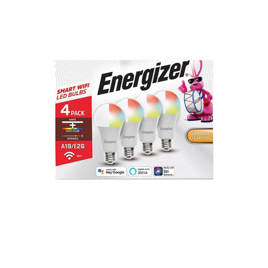 Energizer Connect Smart Wi-Fi A19 LED White & Multi-Color RGB Light Bulb, 4 Pack EAC2-1002-PP4