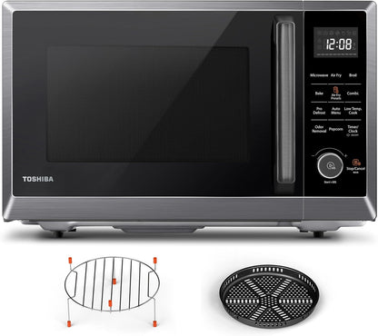 Toshiba 1.0 Cu. ft 8-in-1 Air Fryer Microwave Oven Combo, 1000 Watts, Black Stainless Steel, ML2-EC10SA(BS)