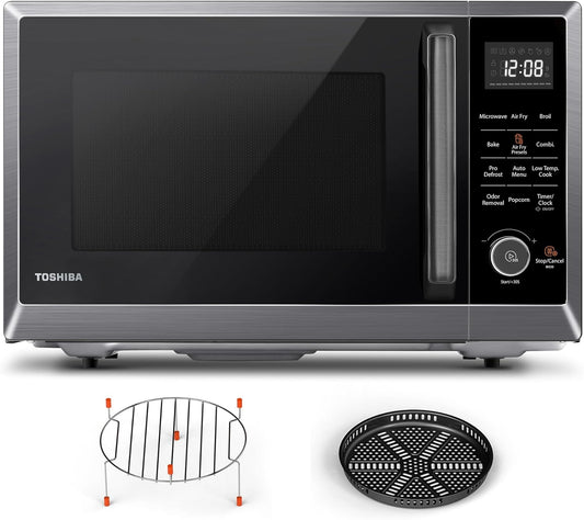 Toshiba 1.0 Cu. ft 8-in-1 Air Fryer Microwave Oven Combo, 1000 Watts, Black Stainless Steel, ML2-EC10SA(BS)