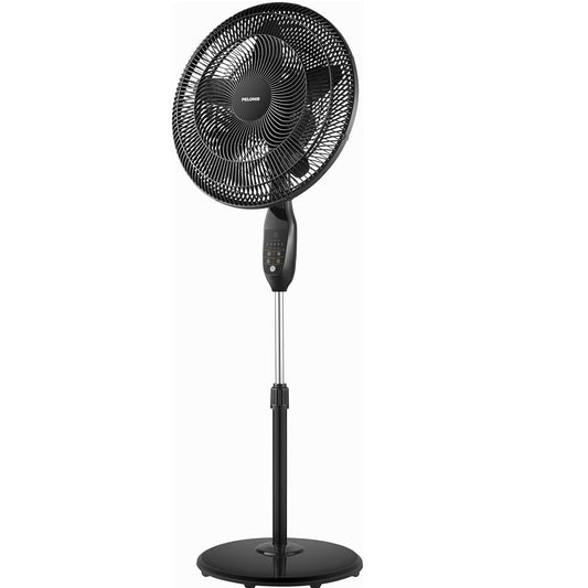 Pelonis PFS45A5BBB 18 inch 5-Blade Oscillating Fan, Adjustable Standing Pedestal Remote, LED Display, 5 Speed Setting and 7-Hour Timer Fan, Black