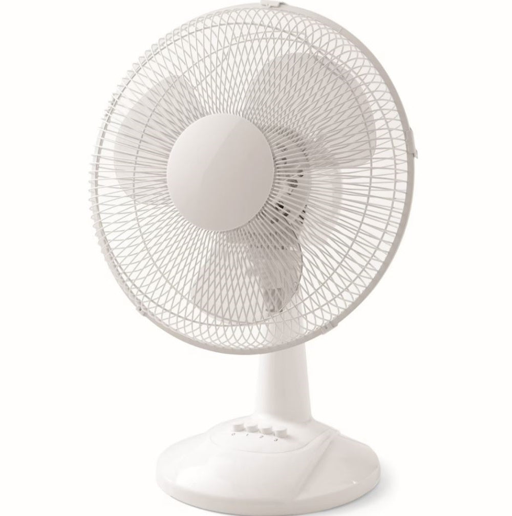 Mainstays 12" 3-Speed Oscillating Table Fan White FT30-8MBW