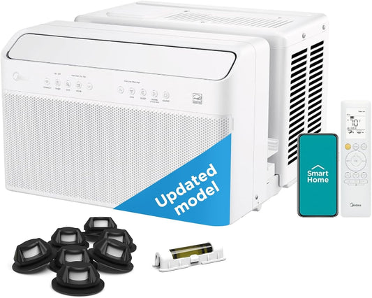 Midea 10,000 BTU Smart Inverter U-Shaped Window Air Conditioner, 450 Sq. Ft., White MAW10V1QWT