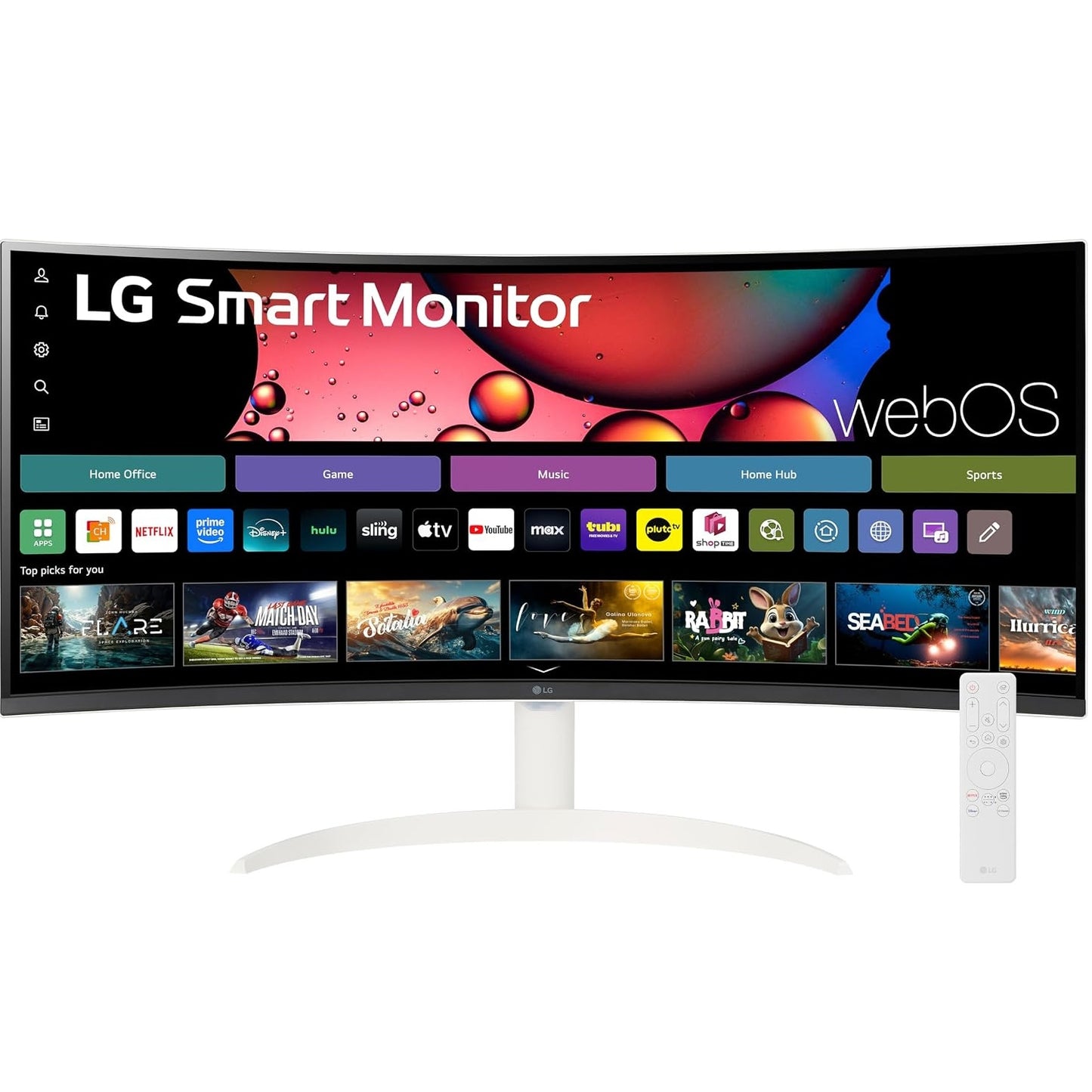 LG - 34" WQHD 100Hz 5ms Smart Monitor with HDR10 (HDMI, USB-A) - White 34SR60QC-W